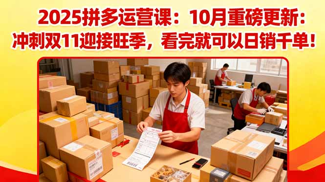 2025拼多多运营课:10月重磅更新:冲刺双11迎接旺季,看完就可以日销千单