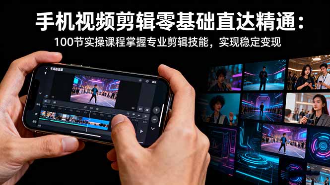 手机视频剪辑零基础直达精通:100节实操课程掌握专业剪辑技能,实现稳...