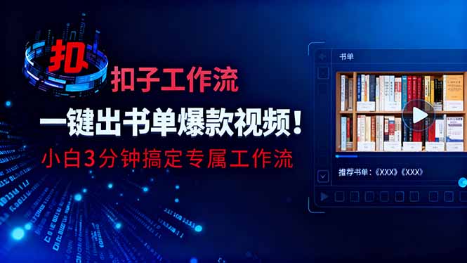 利用扣子工作流一键生成书单爆款视频,小白三分钟搞定专属工作流