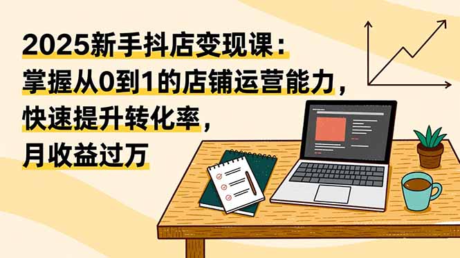 2025新手抖店变现课:掌握从0到1的店铺运营能力,快速提升转化率,月收过万