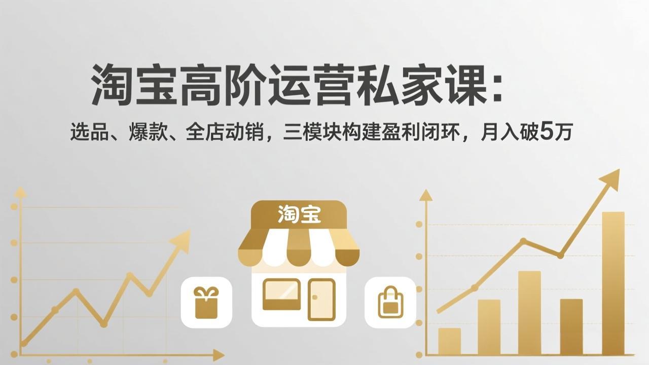 淘宝高阶运营私家课：选品、爆款、全店动销，三模块构建盈利闭环，月入破5万（更新26年2月）