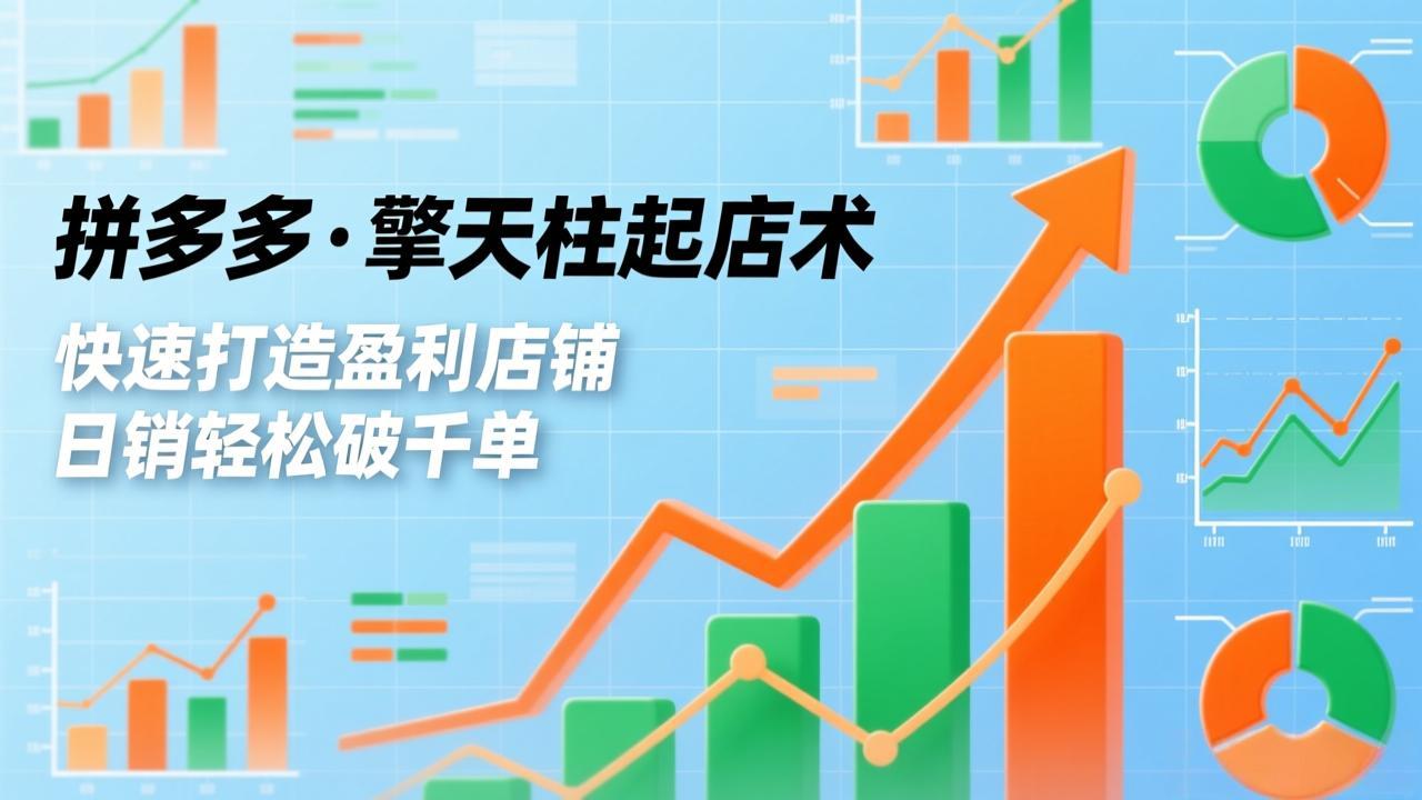 拼多多·擎天柱起店术3.0(更新)，爆流布局、利润起飞、不断流，快速打造盈利店铺，日销破千单