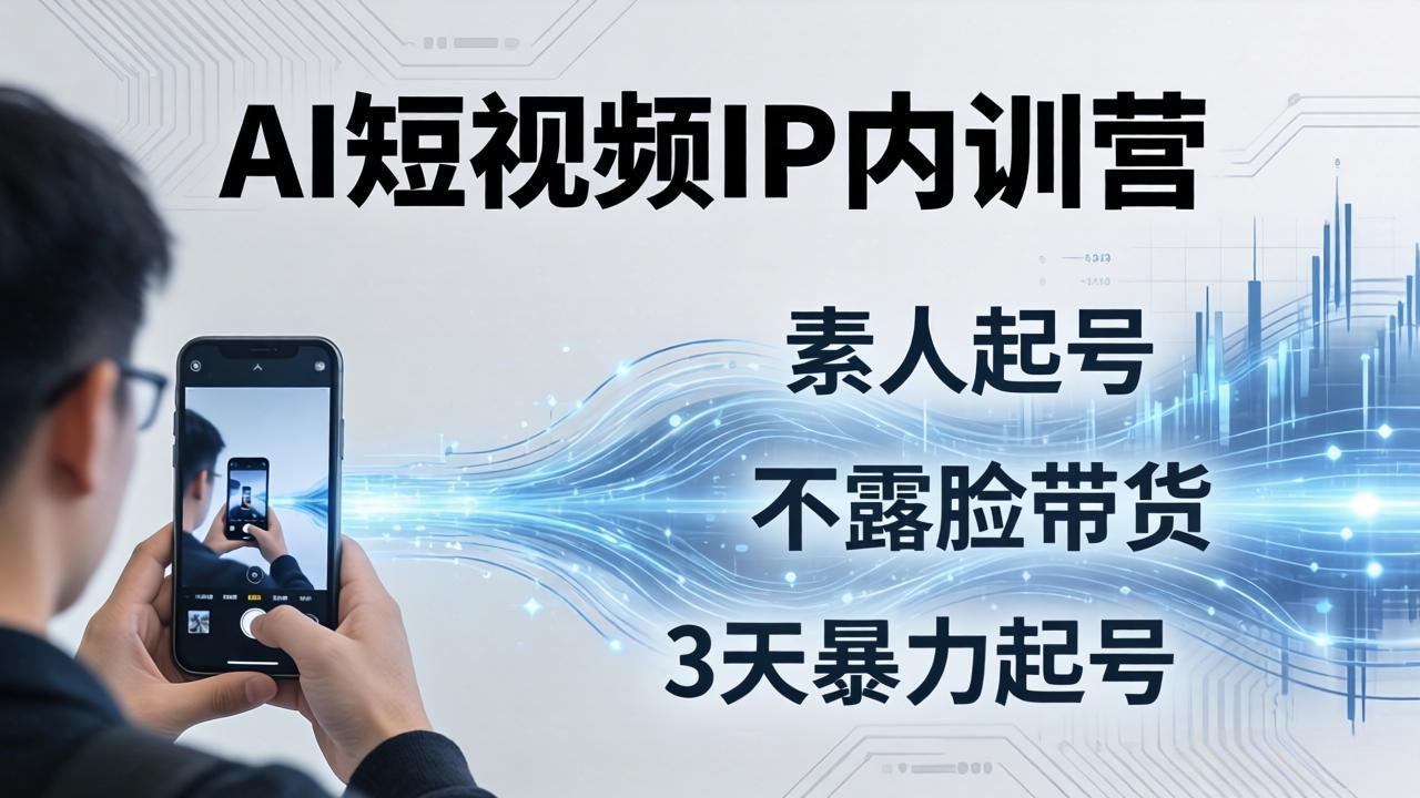 2026AI短视频IP内训营:从素人起号到不露脸带货,3天暴力起号全流程拆解