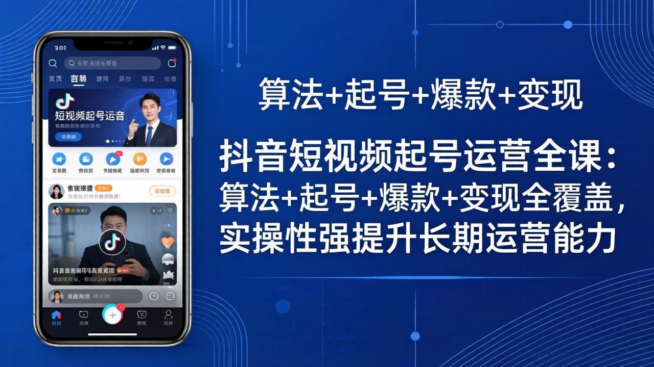 抖音短视频起号运营全课：算法+起号+爆款+变现全覆盖，实操性强提升长期运营能抖音短视频起号运营全课：算法+起号+爆款+变现全覆盖，实操性强提升长期运营能