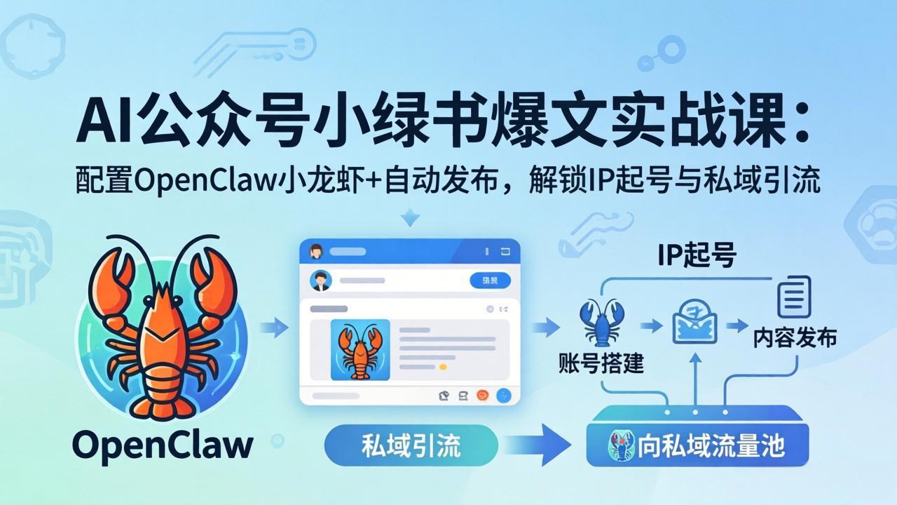 AI公众号小绿书变现实战课：小绿书爆文写作+OpenClaw自动发布，解锁IP起号与私域引流