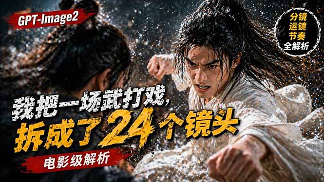 用GPT-Image2，把一段武打对决拆成24个连续镜头，从人物建立、动作衔接、运镜节奏，到情绪爆发