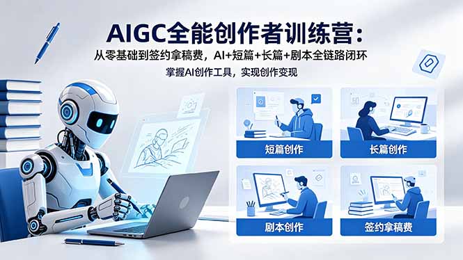AIGC全能创作者训练营：从零基础到签约拿稿费，AI+短篇+长篇+剧本全链路闭环