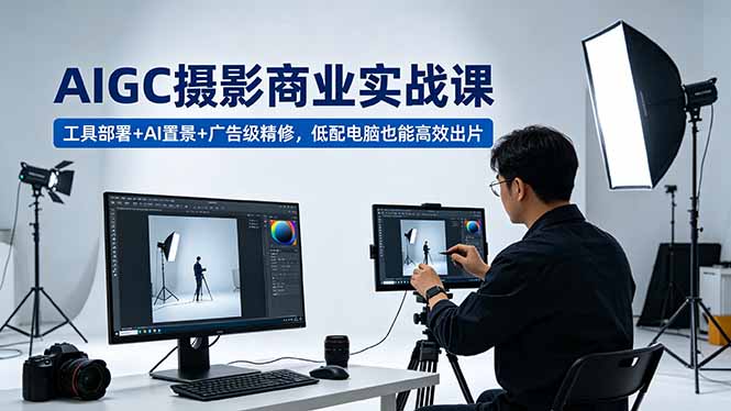 AIGC 摄影商业实战课,工具部署+AI置景+广告级精修,低配电脑也能高效出片