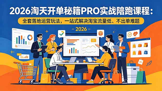 2026淘天开单秘籍PRO实战陪跑课程:全套落地运营玩法,一站式解决淘宝流量低、不出单难题