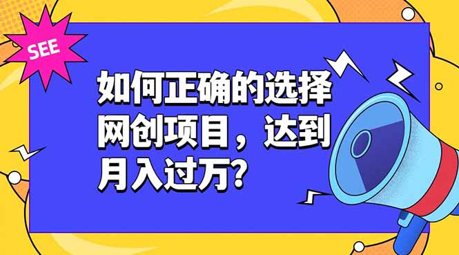 如何正确的选择网创项目,达到月入过万?,本课程教你正确选择项目。