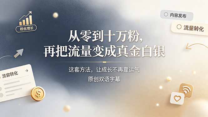 从零到十万粉，再把流量变成真金白银——这套方法，让成长不再靠运气【原创双语字幕】