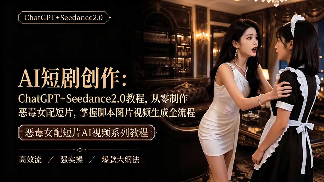 AI短剧创作：ChatGPT+Seedance2.0教程，从零制作恶毒女配短片，掌握脚本图片视频生成全流程
