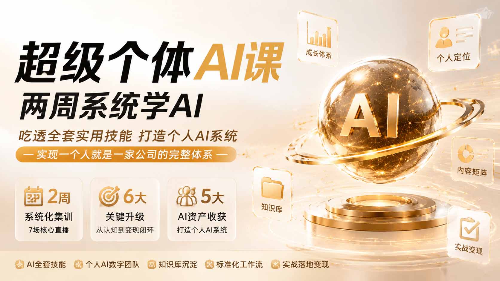 超级个体AI课 两周系统学AI；吃透全套实用技能打造个人AI系统，实现一个人就是一家公司的完整体系(更新第七讲)